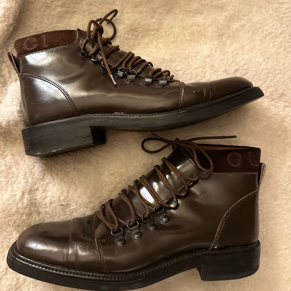 Vintage Gucci Ankle-high Combat Boots, Chocolate Brown, Size 9